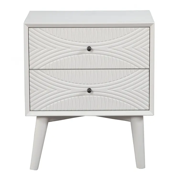 26" Solid Wood and Wood Two Drawer Nightstand