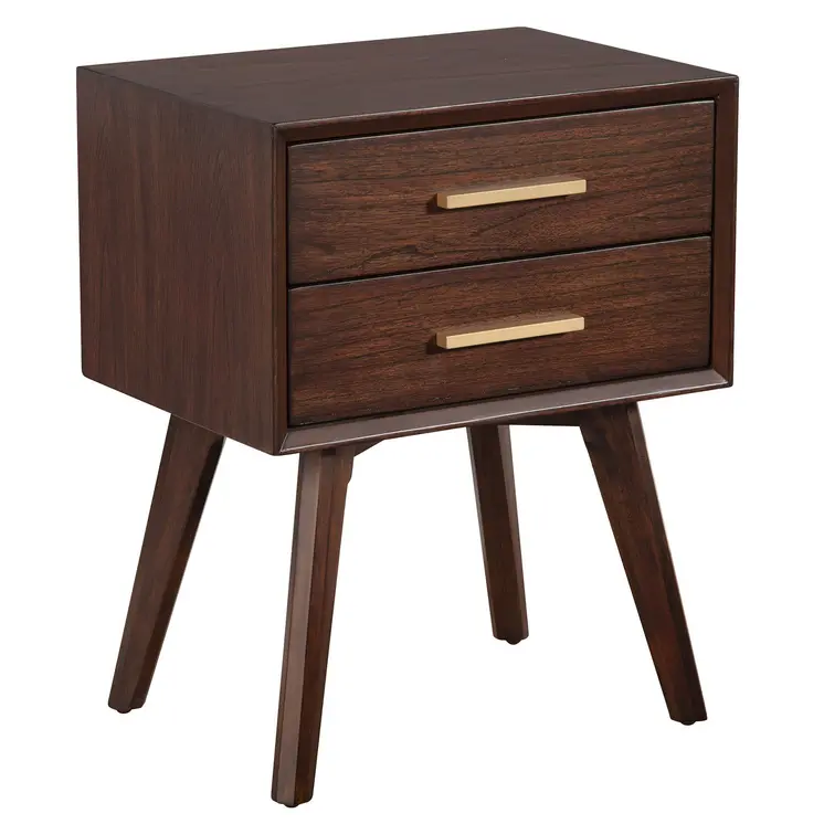 25" Solid Wood and Wood Two Drawer Nightstand
