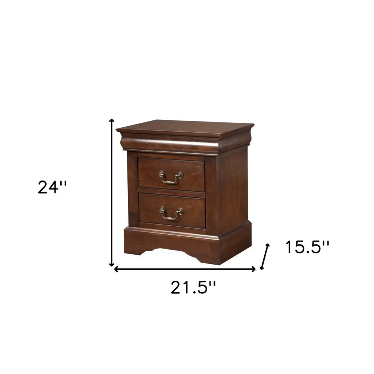 24" Wood and Solid Wood Two Drawer Nightstand