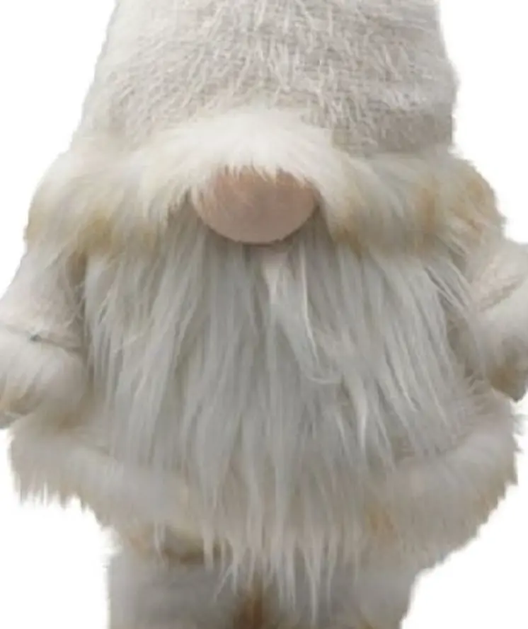30" White Fabric Christmas Standing Gnome Tabletop Sculpture