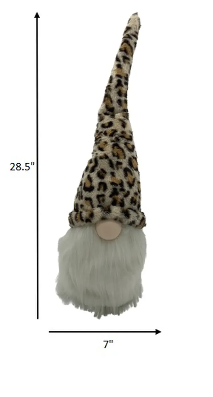 29" Tan Fabric Christmas Standing Gnome Tabletop Sculpture