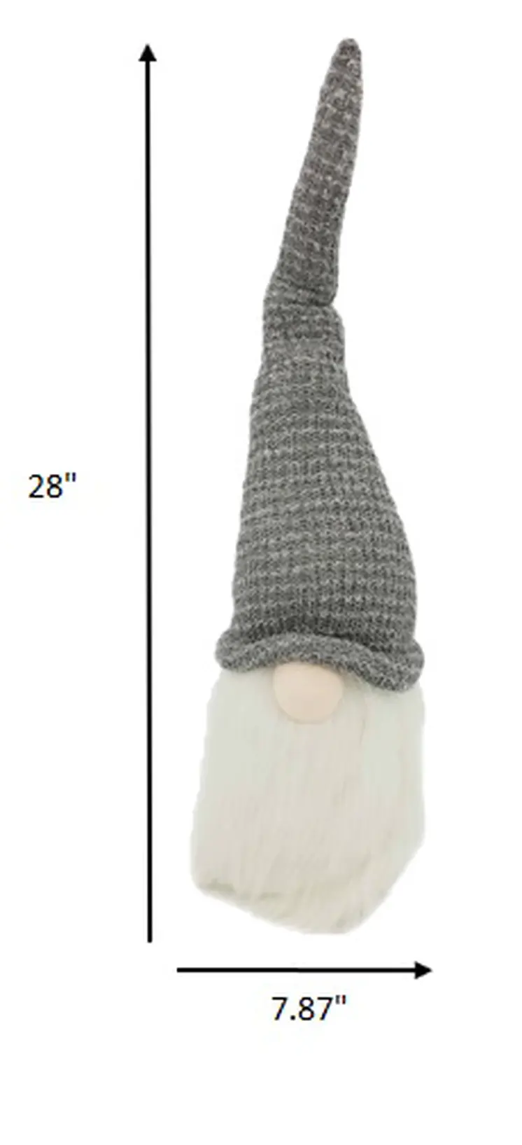 28" Gray Fabric Christmas Standing Gnome Tabletop Sculpture