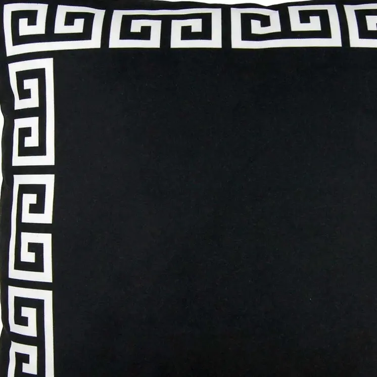 18" Black And White Geometric Fabric Throw Pillow