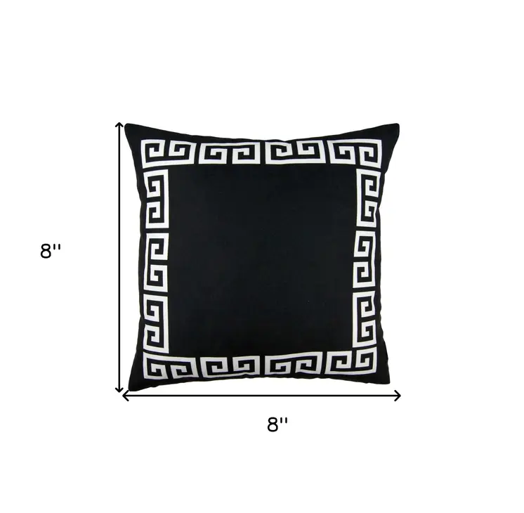 18" Black And White Geometric Fabric Throw Pillow
