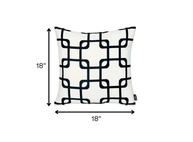 Black and White Grid Geometric Throw Pillow