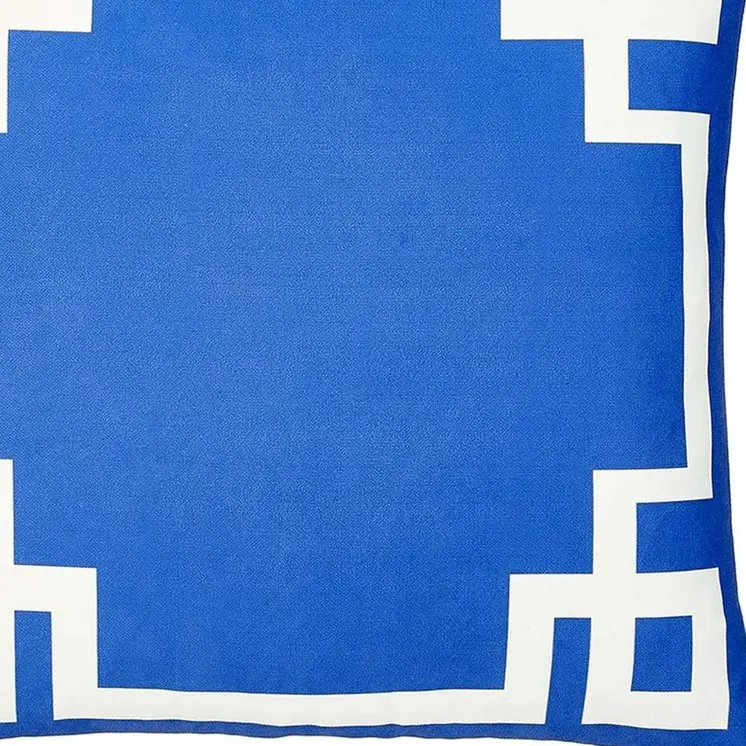 18" Blue And White Geometric Fabric Throw Pillow