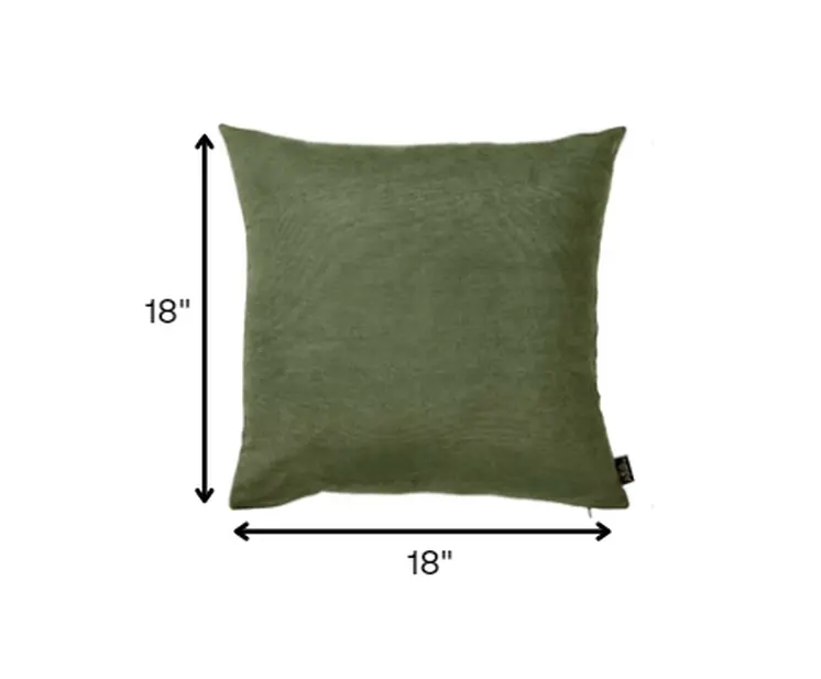 Set of 2 Green Modern Square Throw Pillows
