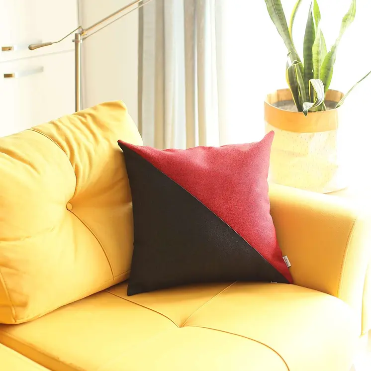 18" Red And Black Fabric Throw Pillow