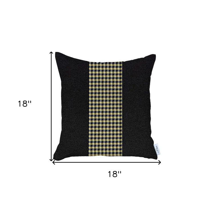 Black and Yellow Houndstooth Throw Pillow