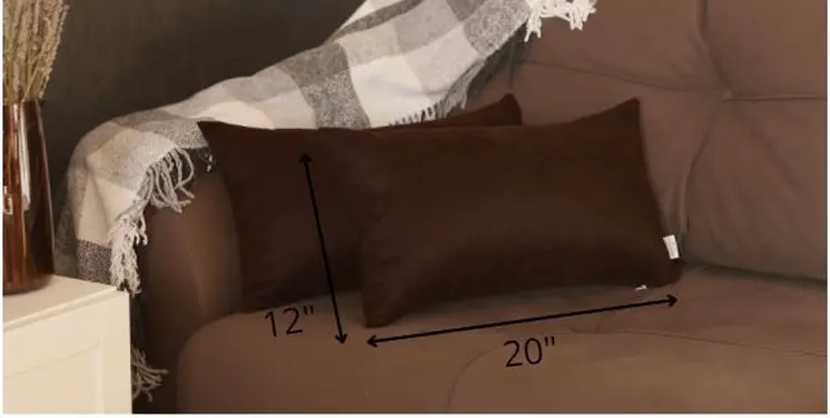 Set of Two 12" X 20" Brown Fabric Lumbar Throw Pillows