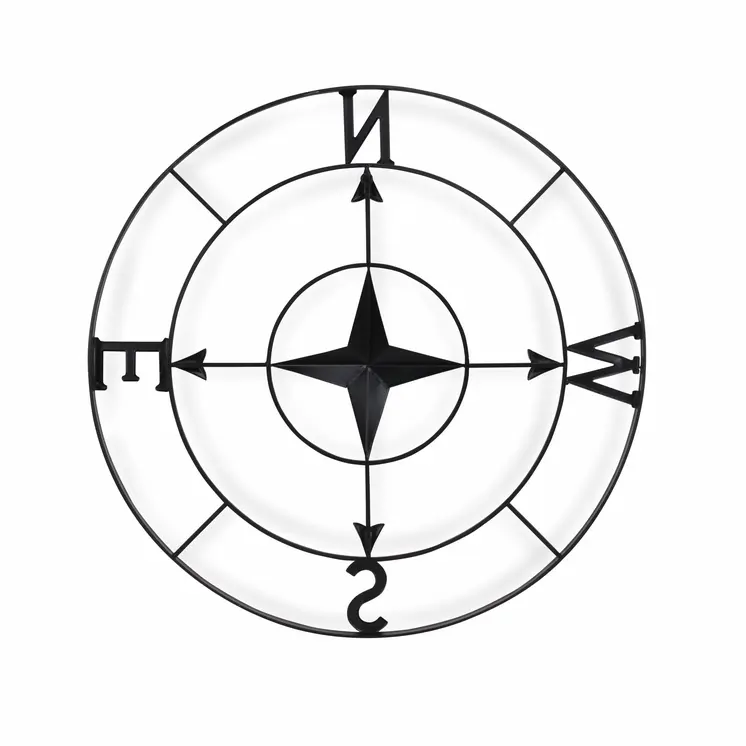 Black Metal Compass Shaped Wall Decor