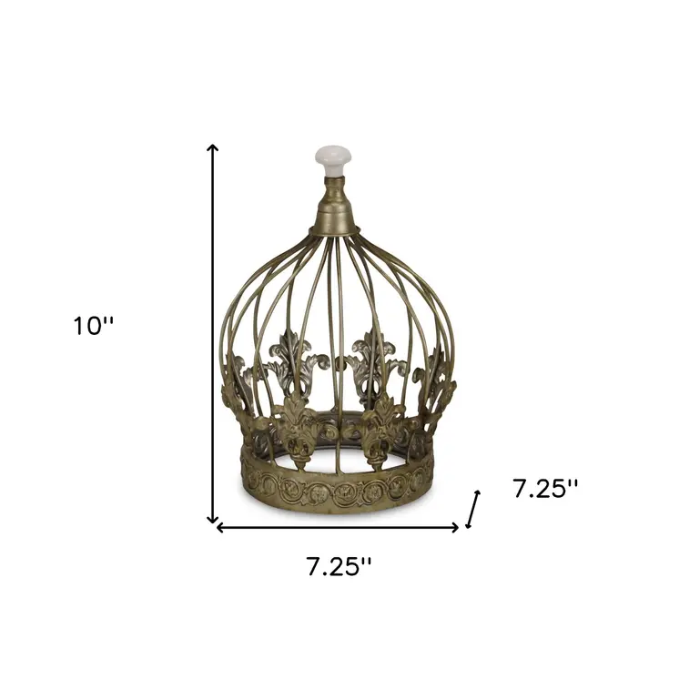 10" Bronze Metal Hand Painted Decorative Crown Tabletop Sculpture
