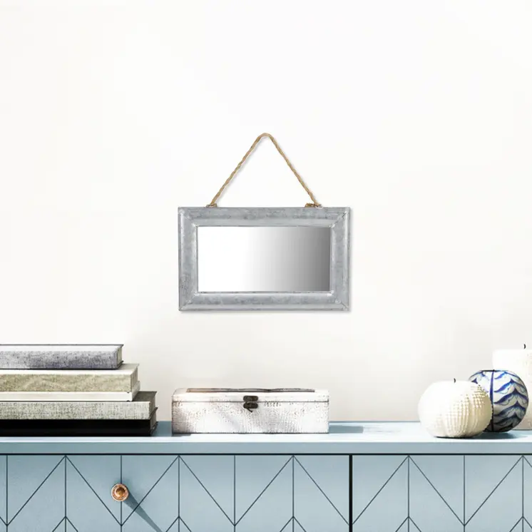 9" Silver Metal Framed Accent Mirror