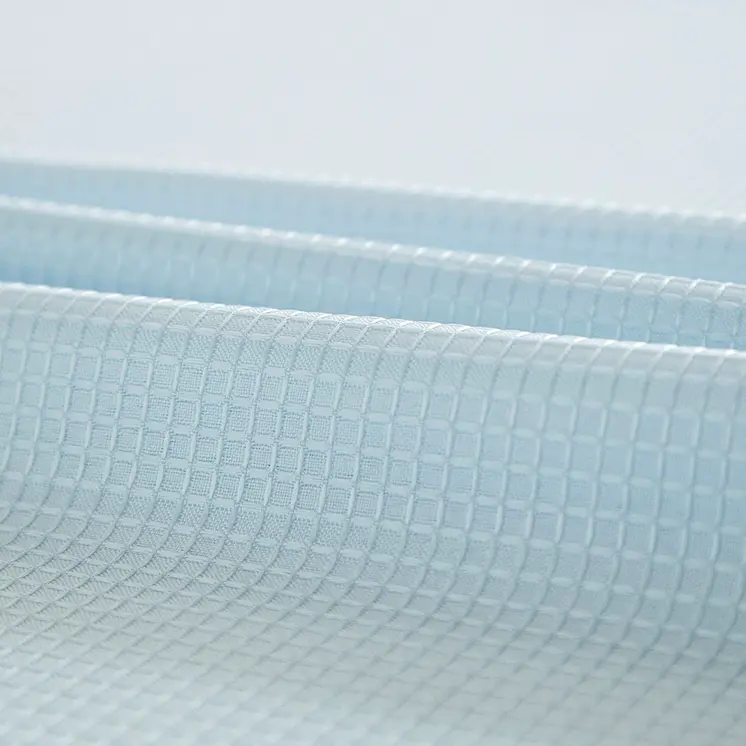 Light Blue Sheer and Grid Shower Curtain and Liner Set