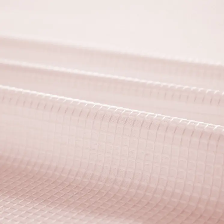 Blush Sheer and Grid Shower Curtain and Liner Set