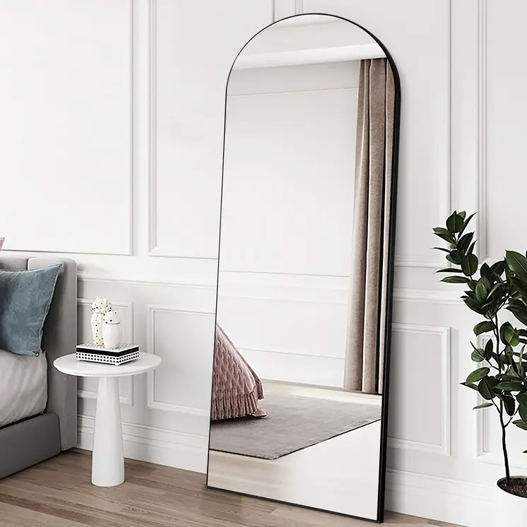 Arched Black Standing Mirror