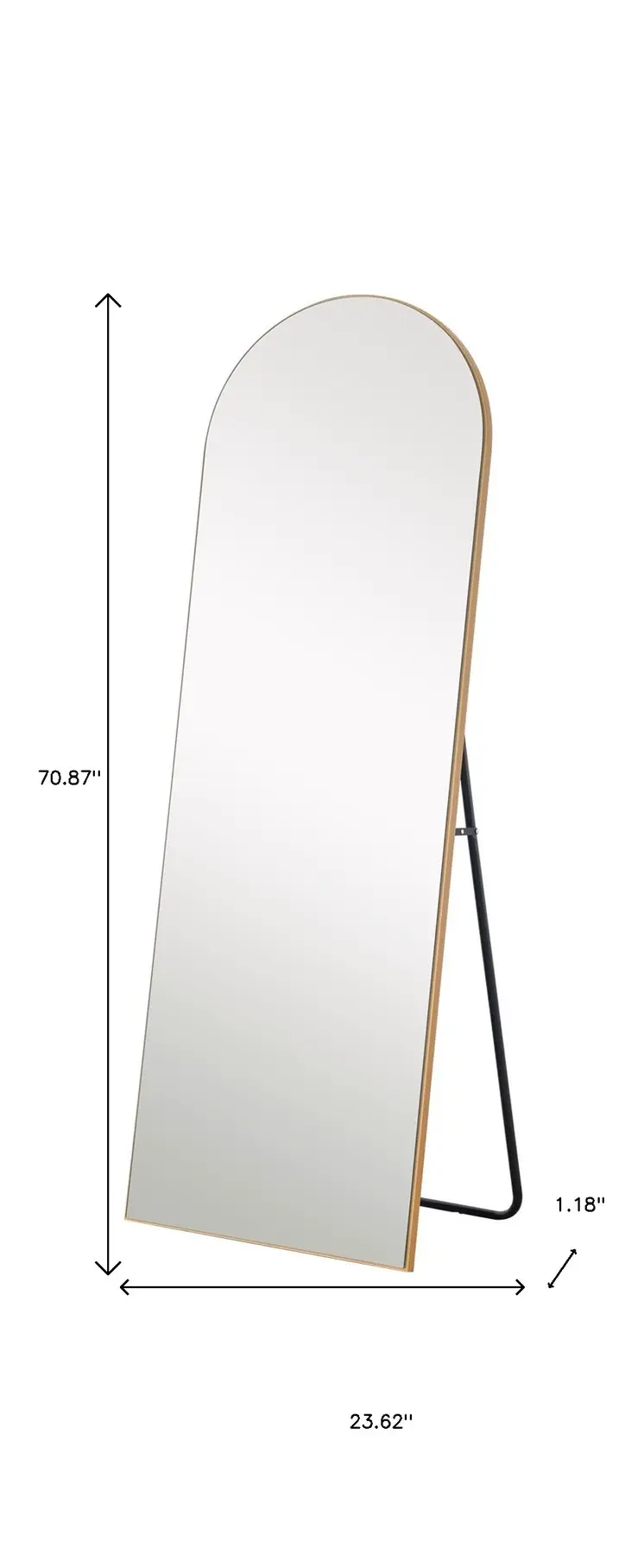 71" Gold Arch Wood Framed Freestanding Standing Mirror