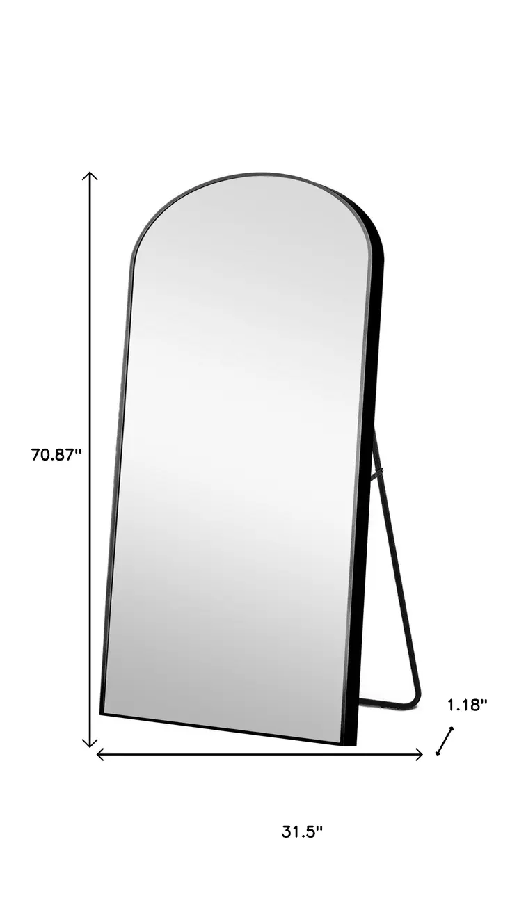 71" Black Arch Metal Framed Freestanding Standing Mirror