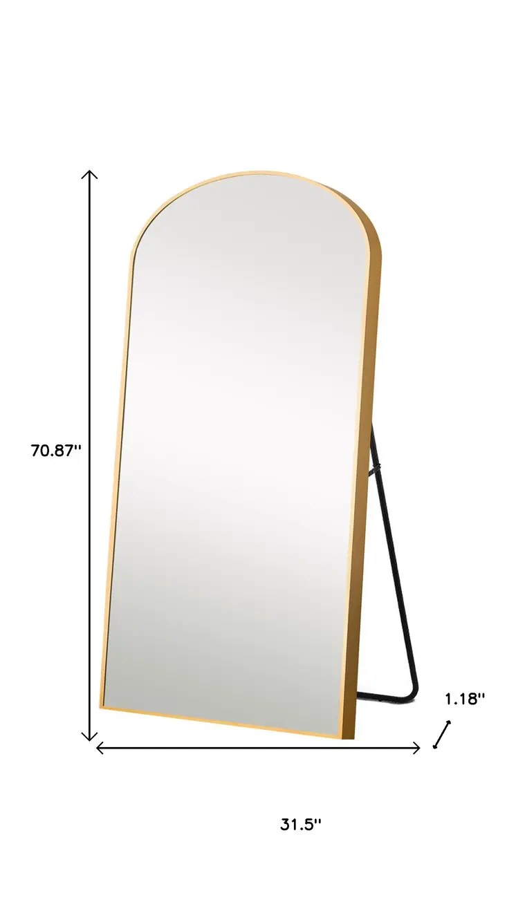 71" Gold Arch Metal Framed Freestanding Standing Mirror