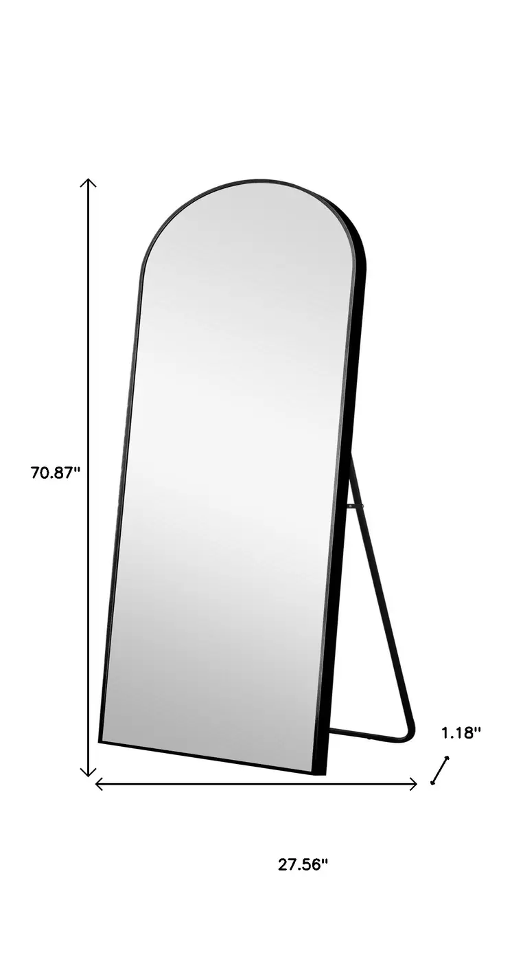 71" Black Arch Metal Framed Freestanding Standing Mirror