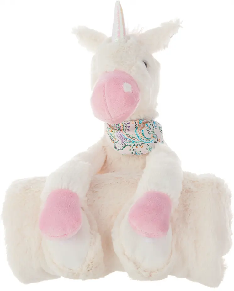 17" X 7" Ivory Unicorn Fabric Throw Pillow with Texture