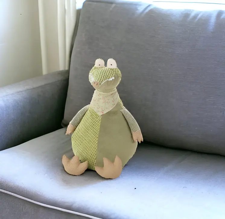 26" X 22" Green Crocodile Fabric Throw Pillow