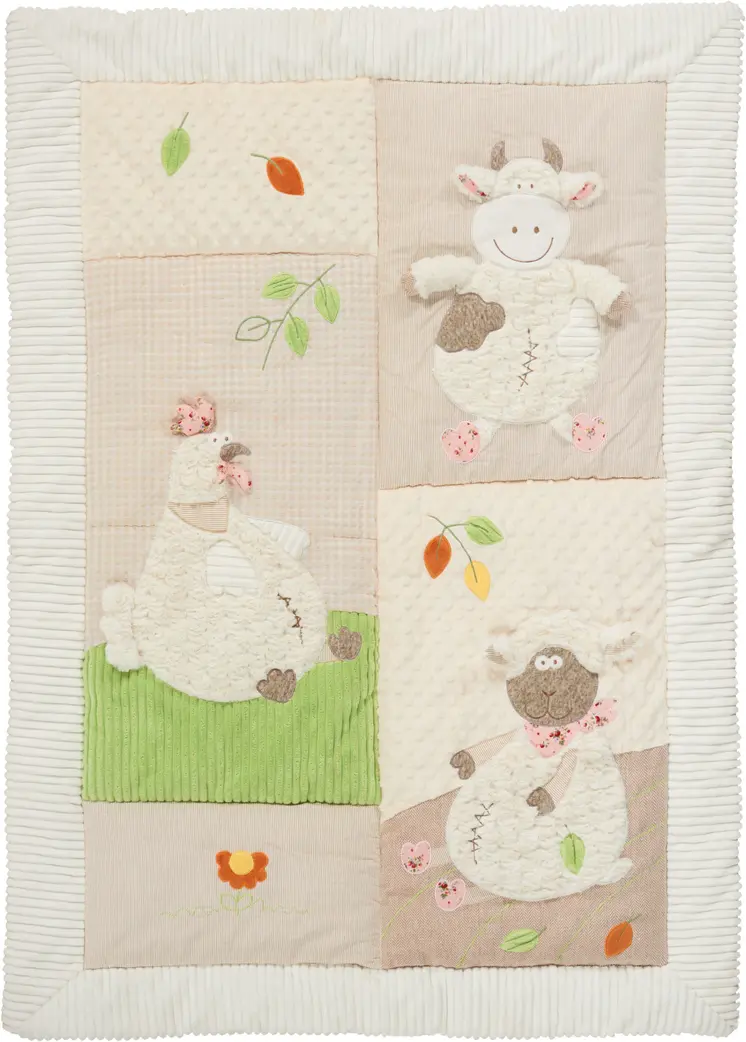 Beige Green And White Polyester Quilt