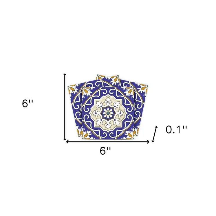 6" X 6" Blue White and Gold Mosaic Removable Tiles