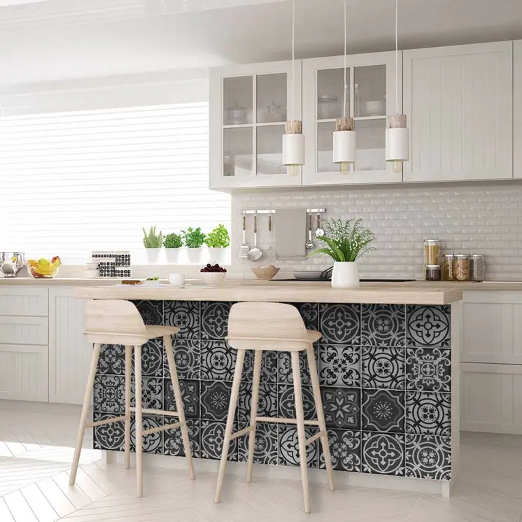 7" X 7" Gray and White Multi  Peel and Stick Removable Tiles