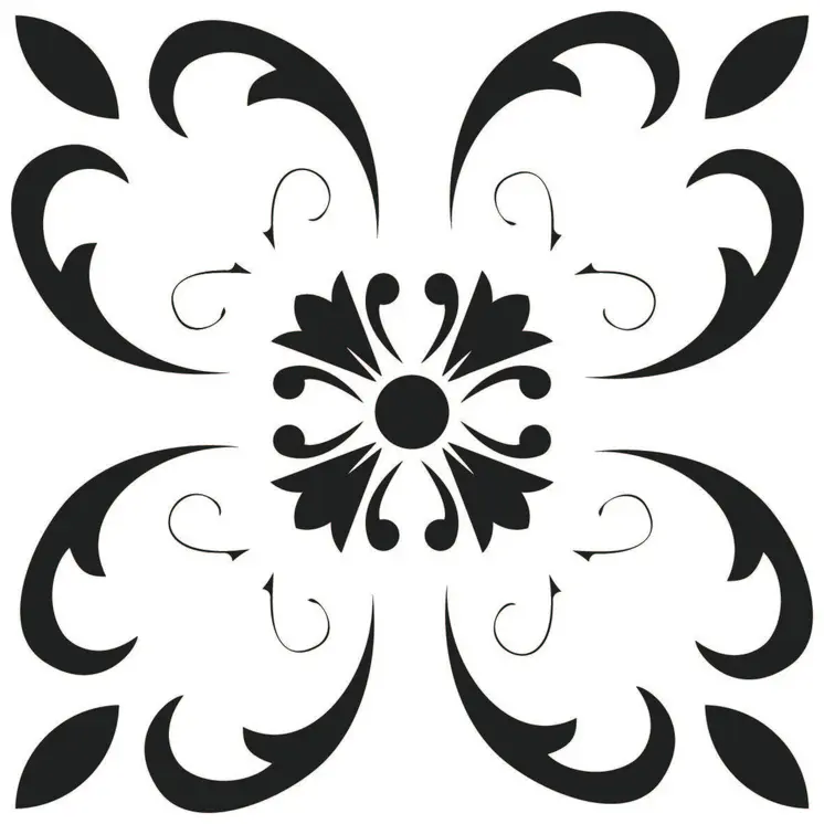 8" X 8" Black and White Delia Peel and Stick Removable Tiles