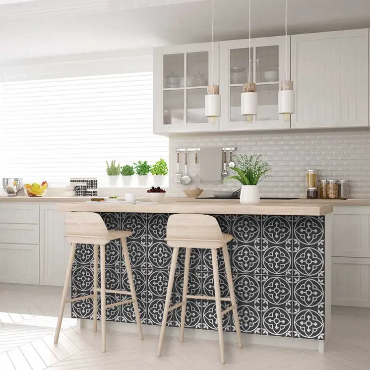 4" X 4" Tulipa Gray and White Peel and Stick Removable Tiles