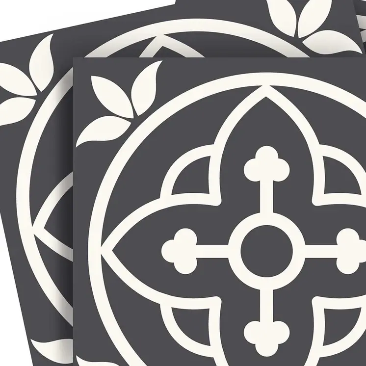 4" X 4" Tulipa Gray and White Peel and Stick Removable Tiles