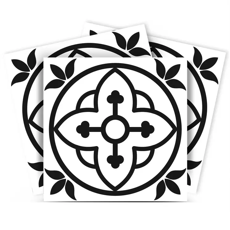 6" X 6" Black and White Peel and Stick Removable Tiles