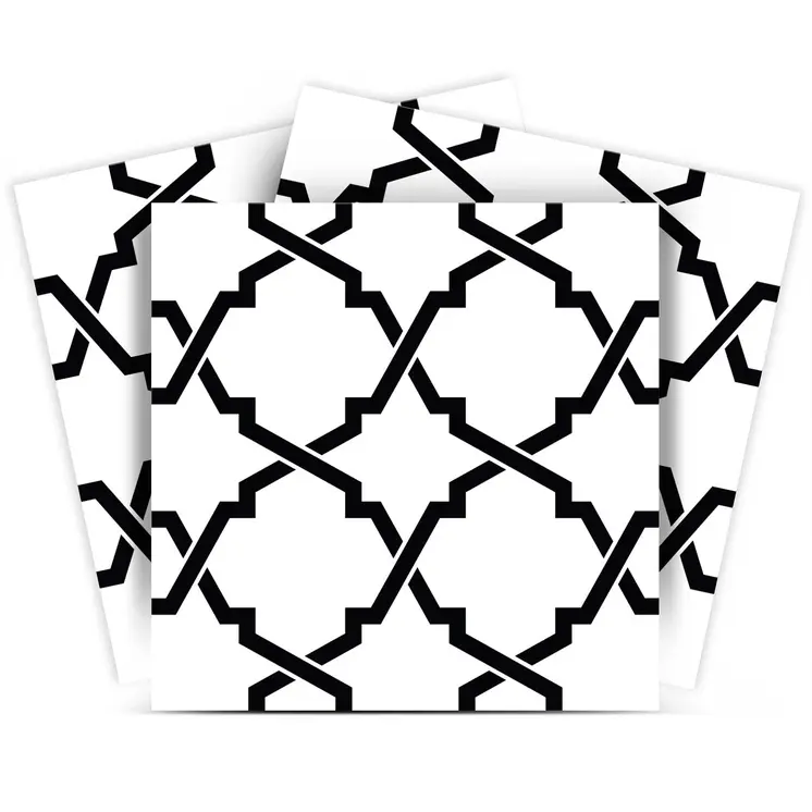 5" X 5" Black and White Quatrefoil Peel and Stick Tiles