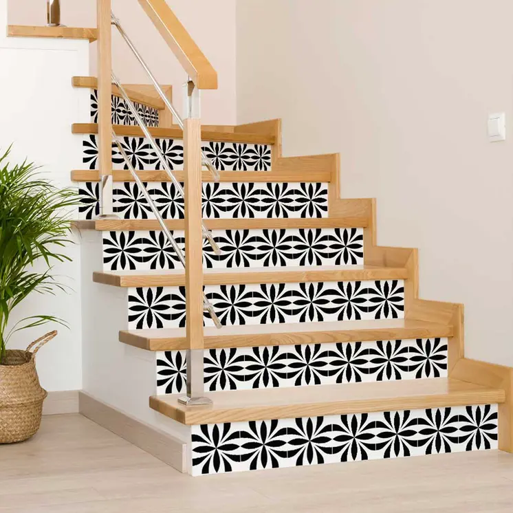 7" X 7" Black and White Colla Peel and Stick Removable Tiles