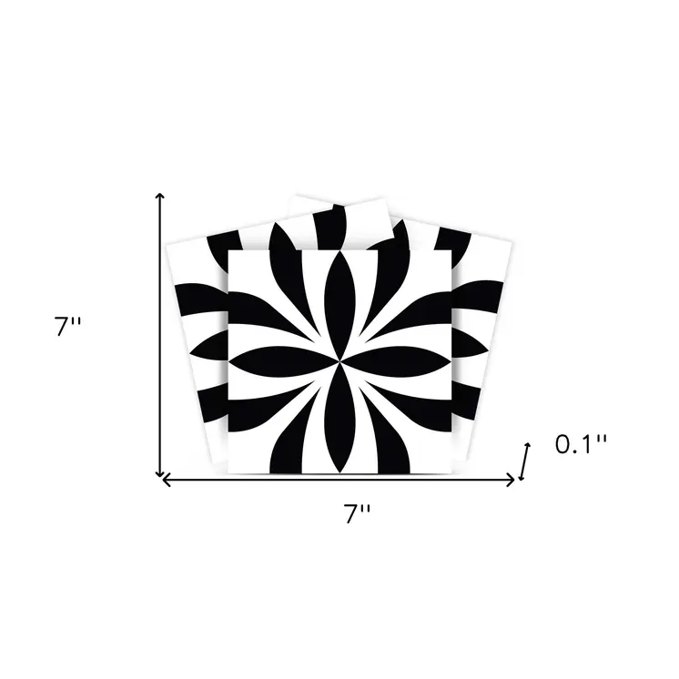 7" X 7" Black and White Colla Peel and Stick Removable Tiles