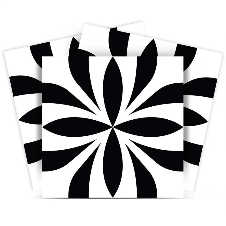 7" X 7" Black and White Colla Peel and Stick Removable Tiles