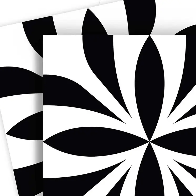 8" X 8" Black and White Colla Peel and Stick Removable Tiles