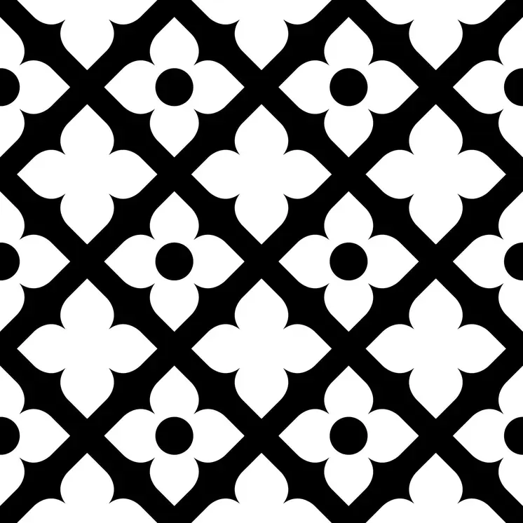 7" X 7" Black and White Dia Peel and Stick Removable Tiles