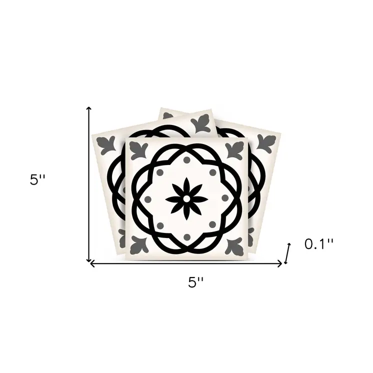 5" X 5" Black and White Rolla Peel and Stick Removable Tiles