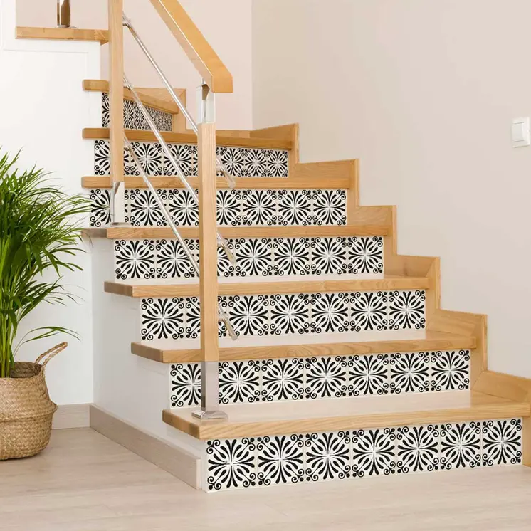 4" X 4" Black and White Flo Peel and Stick Removable Tiles