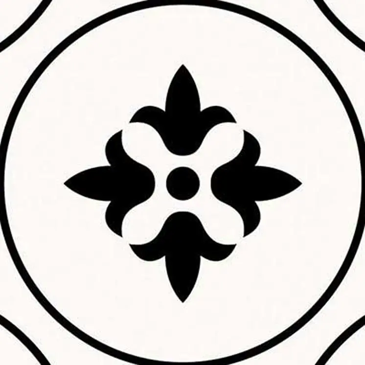 5" X 5" Black and White Rosa Peel and Stick Removable Tiles