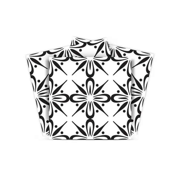 6" X 6" Black and White Quattra Peel and Stick Removable Tiles