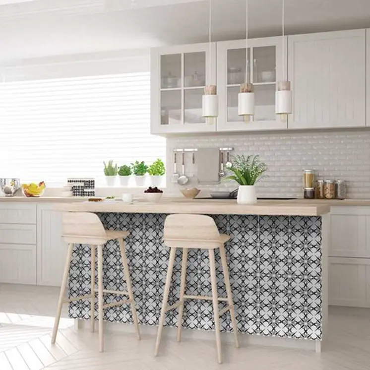 6" X 6" Black and White Quattra Peel and Stick Removable Tiles