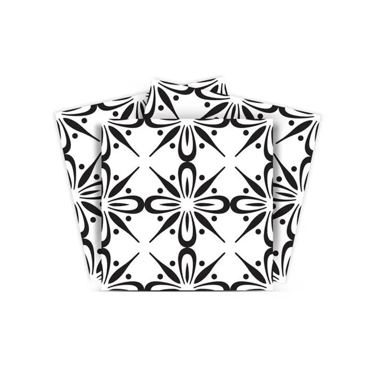 6" X 6" Black and White Quattra Peel and Stick Removable Tiles