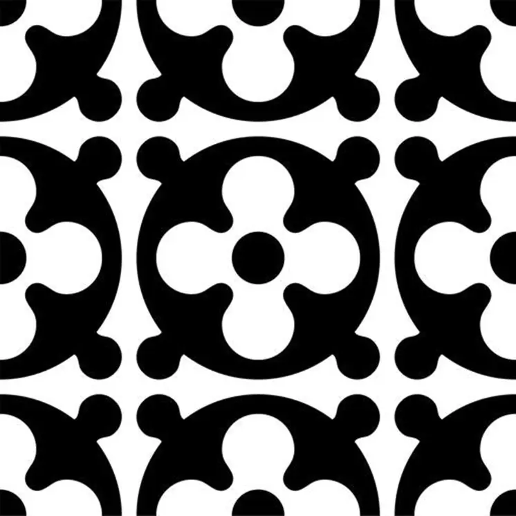 7" X 7" Black and White Medeci Peel and Stick Removable Tiles