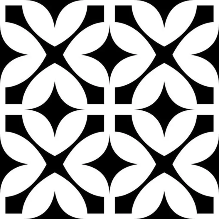 6" X 6" Black and White Pinna Peel and Stick Removable Tiles