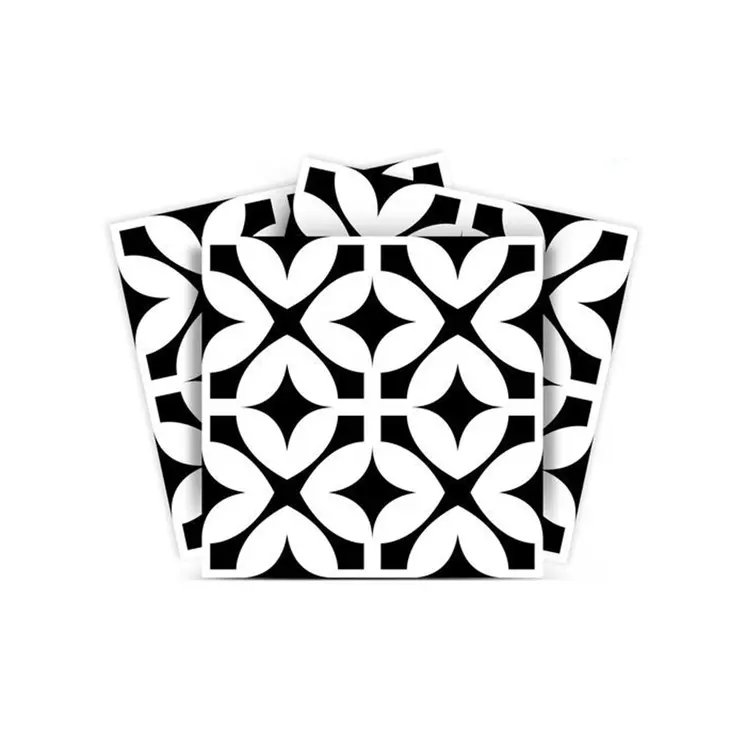 8" X 8" Black and White Pinna Peel and Stick Removable Tiles