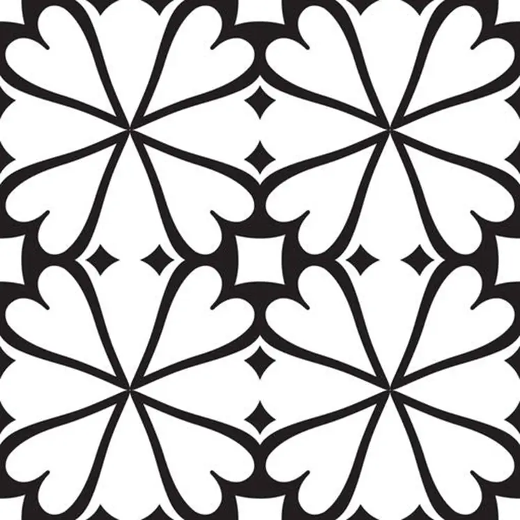 5" X 5" Black and White Clove Peel and Stick Removable Tiles