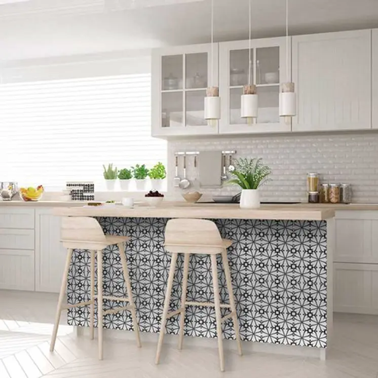 5" X 5" Black and White Clove Peel and Stick Removable Tiles